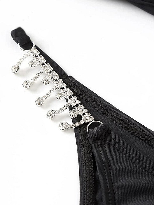 COSTUM DE BAIE NEGRU 2 PIESE CU PIETRICELE ALESSI [4]