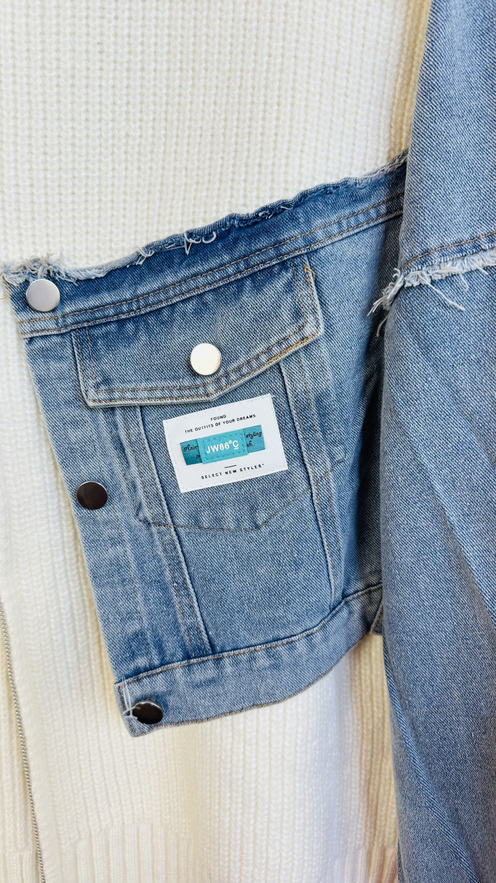 "Hybrid Heat" – Geaca Alba Urbană Cu Accente Denim [3]