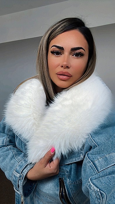 GEACĂ CU BLĂNIȚĂ ALBĂ DIN DENIM ALESSI [3]