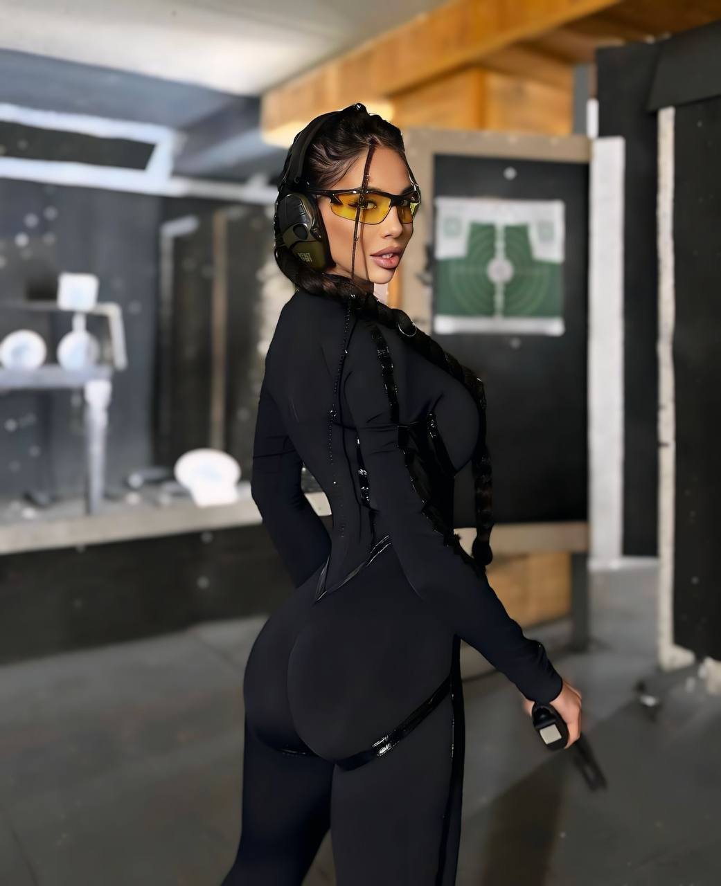 SALOPETĂ NEAGRĂ CU INSERȚII DIN PIELE NEAGRĂ ALESSI [1]