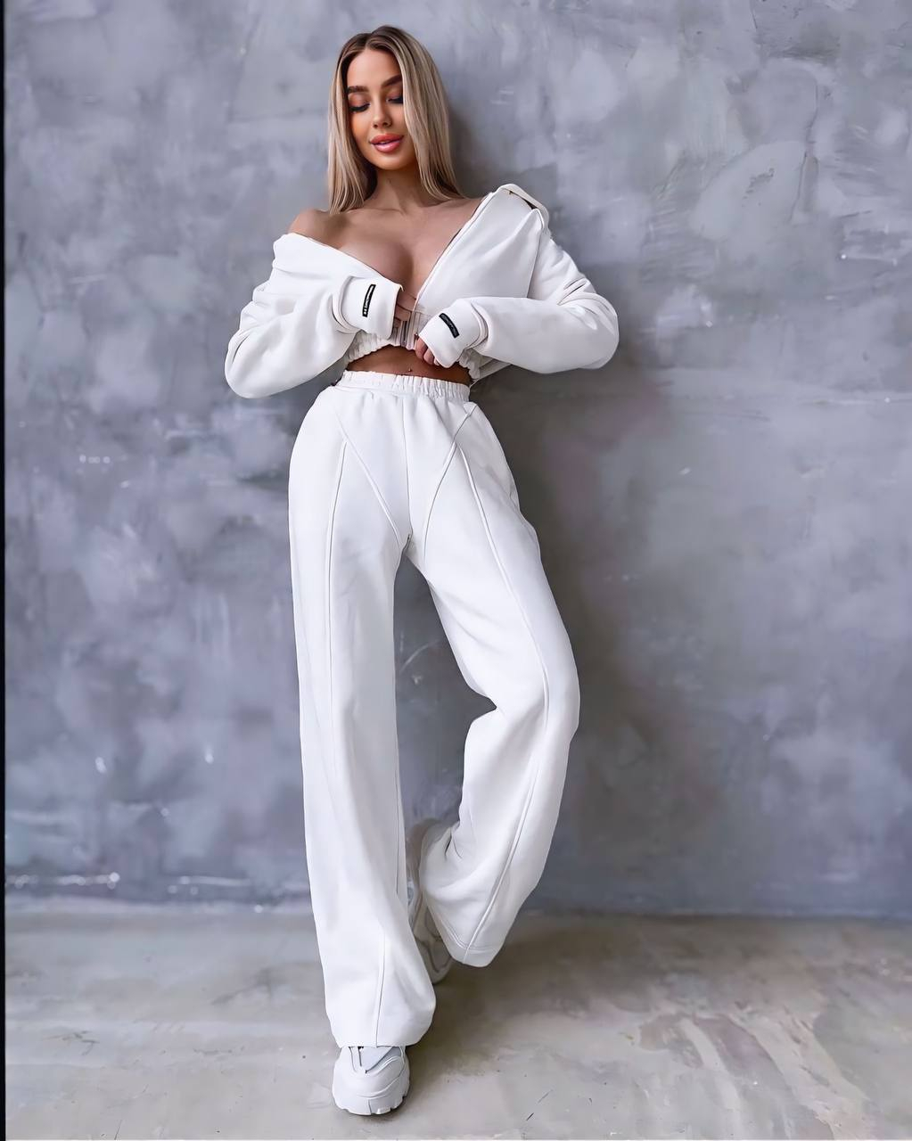 Trening Gros Alb 3 Piese cu Bustieră și Hanorac ALESSI [3]