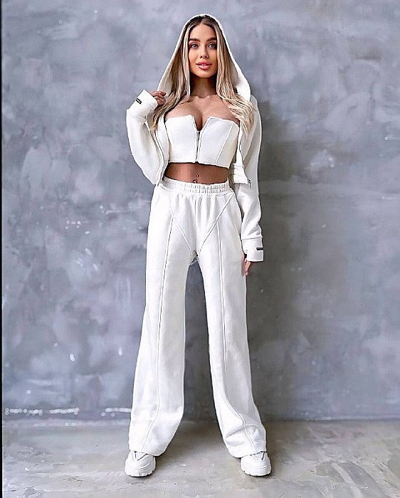 Trening Gros Alb 3 Piese cu Bustieră și Hanorac ALESSI [1]