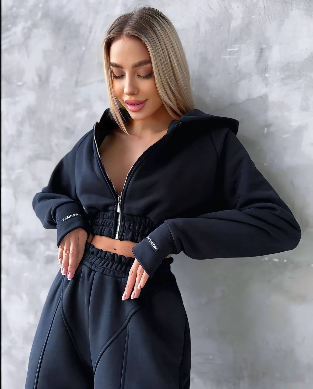 Trening Gros Negru 3 Piese cu Bustieră și Hanorac ALESSI [4]