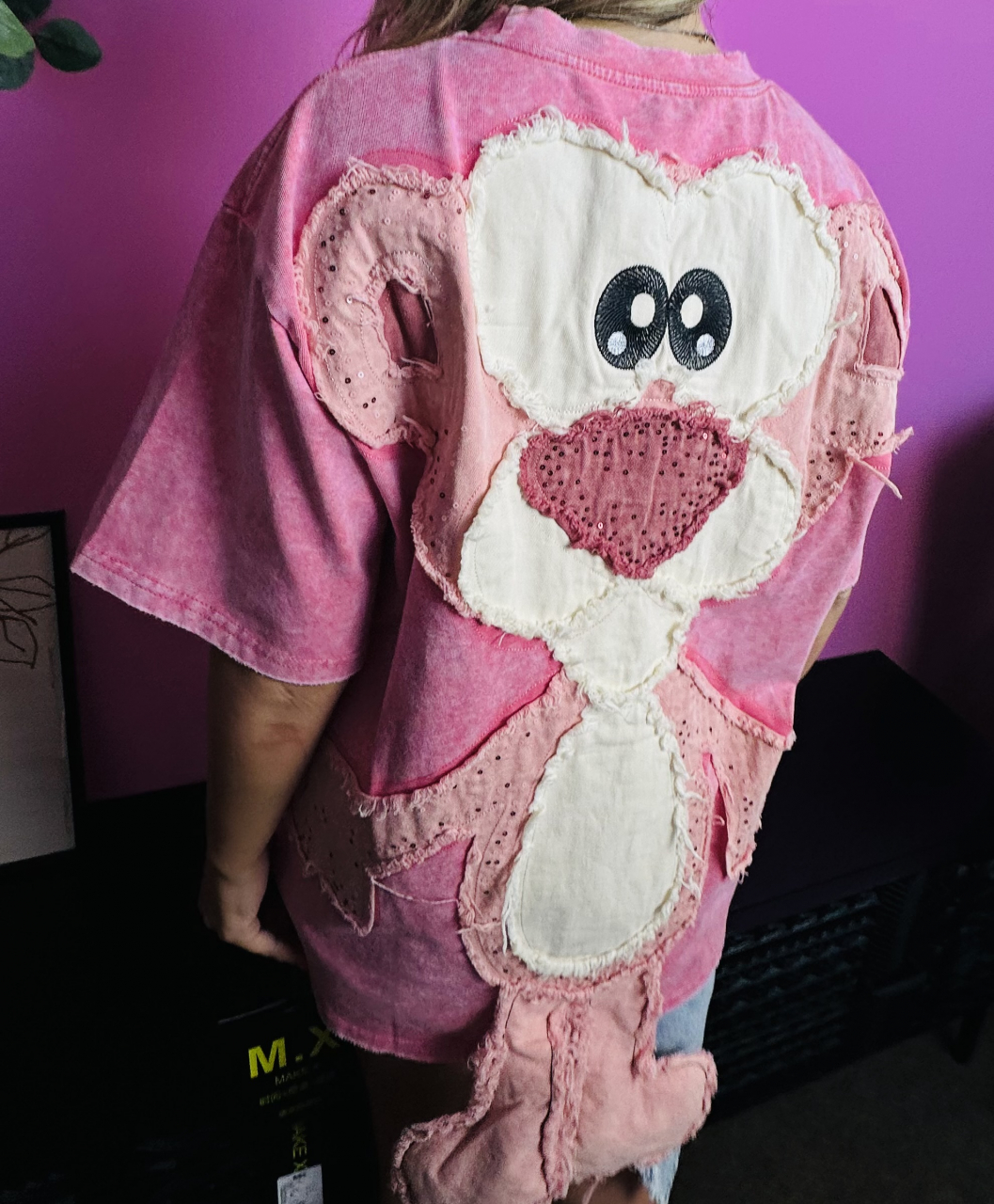 Tricou Oversized „Pantera Roz Patchwork” ALESSI [2]