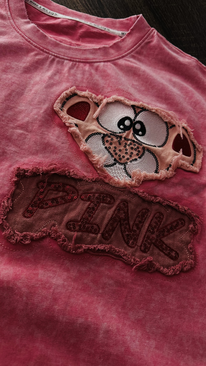 Tricou Oversized „Pantera Roz Patchwork” ALESSI [7]