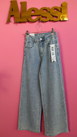 Blugi - "Shiny Wide" – Blugi Largi Cu Pietricele