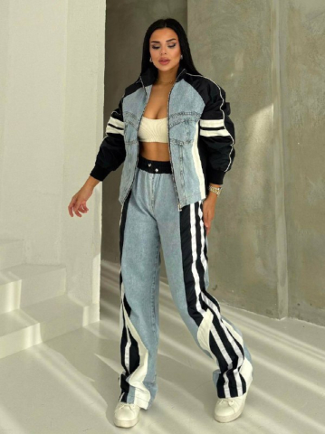 Blair Trening Negru din denim cu inserții contrastante [1]