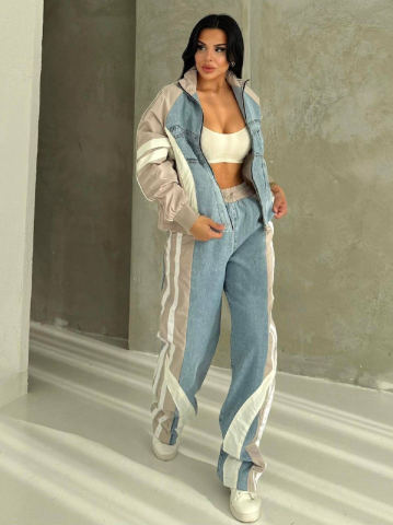 Blair Trening Gri din denim cu inserții contrastante [1]