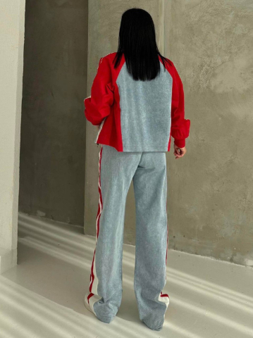 Blair Trening Rosu din denim cu inserții contrastante [2]