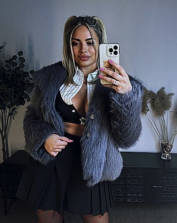 Geci, Blanite si Paltoane - BLĂNIȚĂ PUFOASĂ GRI INCHIS ALESSI