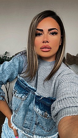 Bluză Tricotată Gri cu Inserție Denim și Buzunare Frontale ALESSI [1]