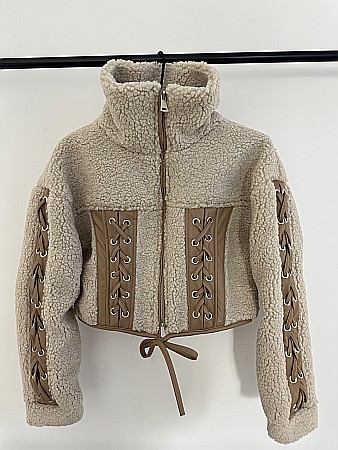 COJOCEL SCURT BEJ CU DETALII DIN PIELE ECO MARO ALESSI [4]