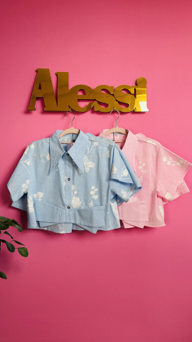 Compleu baby blue cu detalii florale cusute ALESSI [2]