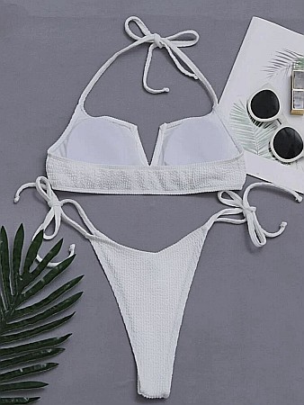 COSTUM DE BAIE 2 PIESE ALB JULIETA CU TEXTURĂ ȘI CUVETĂ ÎN V ALESSI [2]