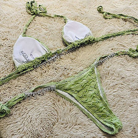 COSTUM DE BAIE 2 PIESE VERDE CU PIETRICELE CASIA ALESSI [2]