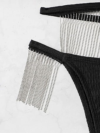 COSTUM DE BAIE 2 PIESE NEGRU CU LĂNȚIȘOARE ȘI ACCESORIU INIMĂ ALESSI [4]