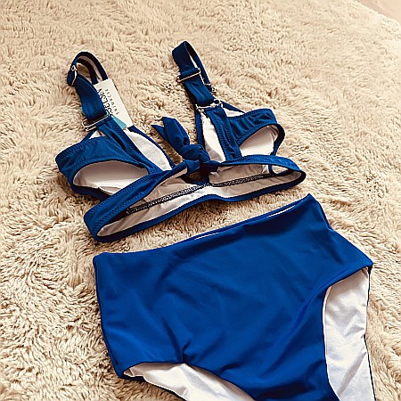 COSTUM DE BAIE ALBASTRU CU TALIE ÎNALTĂ 2 PIESE OD ALESSI [1]