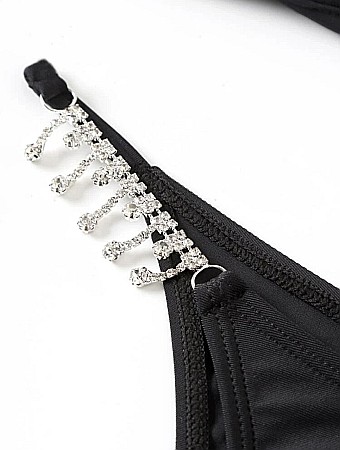 COSTUM DE BAIE NEGRU 2 PIESE CU PIETRICELE ALESSI [3]