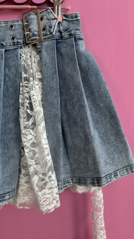 Skirt Me Baby – Fusta-pantalon din denim cu dantelă [1]