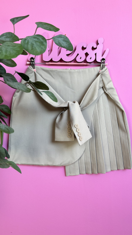 Fuste si Rochii - Bossy Skirt – Fusta Crem cu Twist Elegant ALESSI