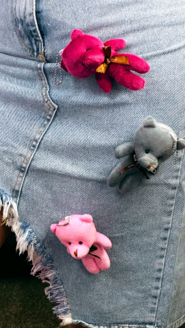 Fustă Denim Asimetrică cu Tăietură Franjurată și Ursuleți|Alessi [2]