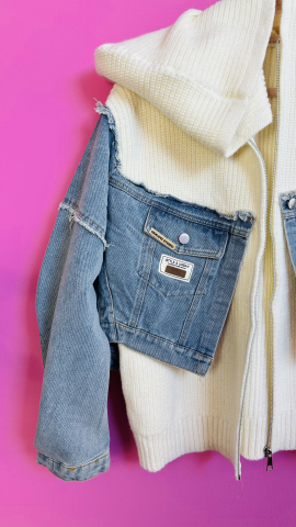 Sacouri si Jachete - "Hybrid Heat" – Geaca Alba Urbană Cu Accente Denim