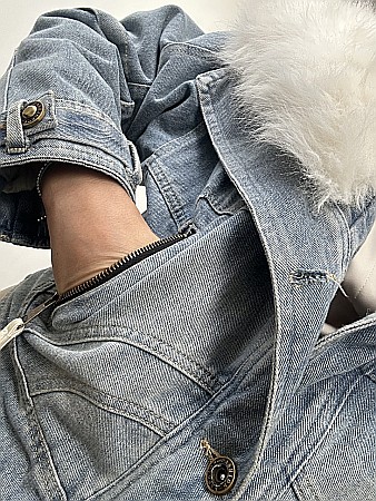 GEACĂ CU BLĂNIȚĂ ALBĂ DIN DENIM ALESSI [4]