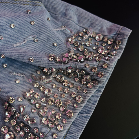 "GlamRock" Pantaloni scurți din denim cu sclipiri de atitudine [3]