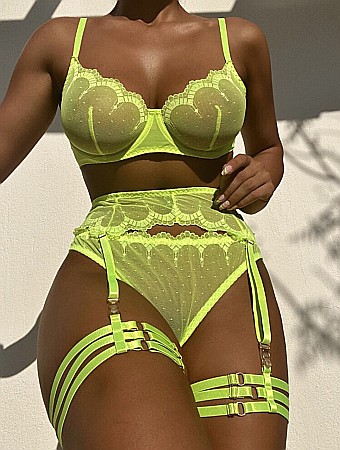 LENJERIE INTIMĂ VERDE DIN DANTELĂ – SET COMPLET 5 PIESE CINDY ALESSI [1]