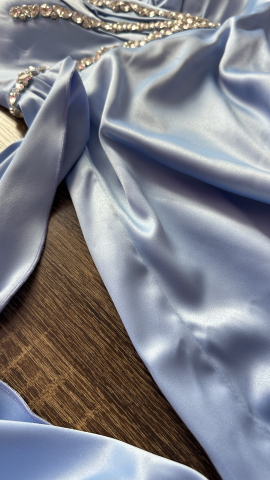 Rochie Scurtă Baby Blue din Satin cu Aplicații Strălucitoare ALESSI [3]