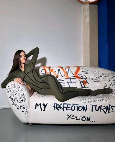 SALOPETĂ KAKY CU INSERȚII DIN PIELE NEAGRĂ ALESSI [3]