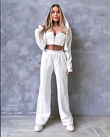 Treninguri - Trening Gros Alb 3 Piese cu Bustieră și Hanorac ALESSI