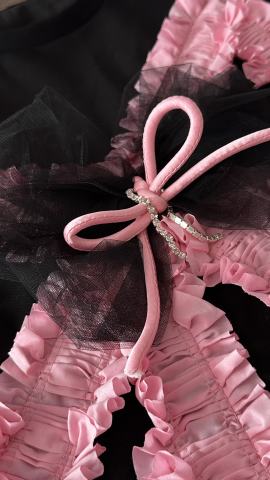 Tricou Oversize Negru Funda Mare Roz si Tulle ALESSI [2]