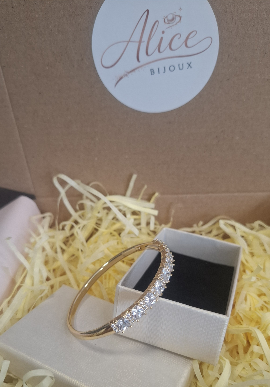 Bratara dama fixa Inox Gold Zirconiu [2]