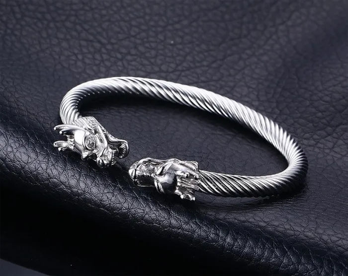 Bratari dama - Brățară Dragon din Oțel Inoxidabil - Design Torsadat, Finisaj Lucios