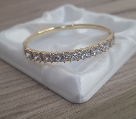 Bratari dama - Bratara dama fixa Inox Gold Zirconiu