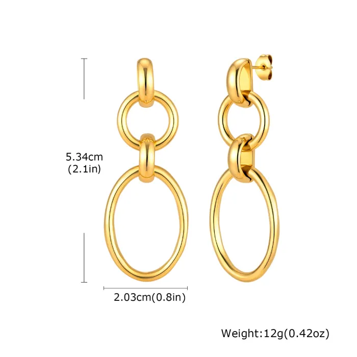 Cercei dama Circle Drop din inox gold [1]