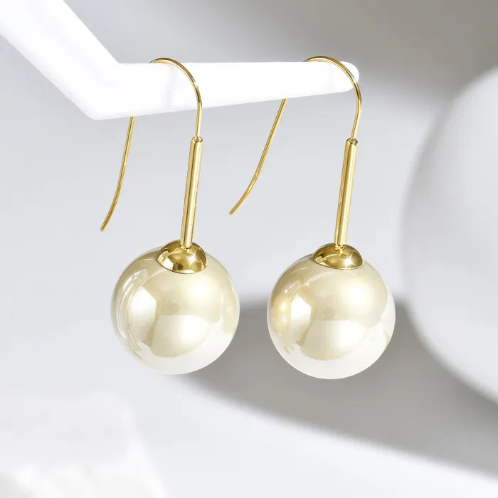 Cercei dama - Cercei minimalisti din inox gold cu perle