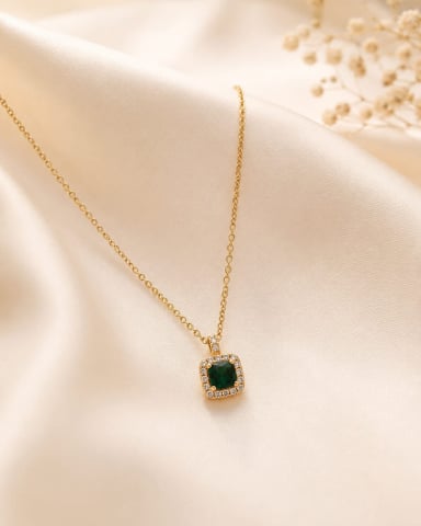 Coliere dama - Lant dama Elegant culoare Smarald
