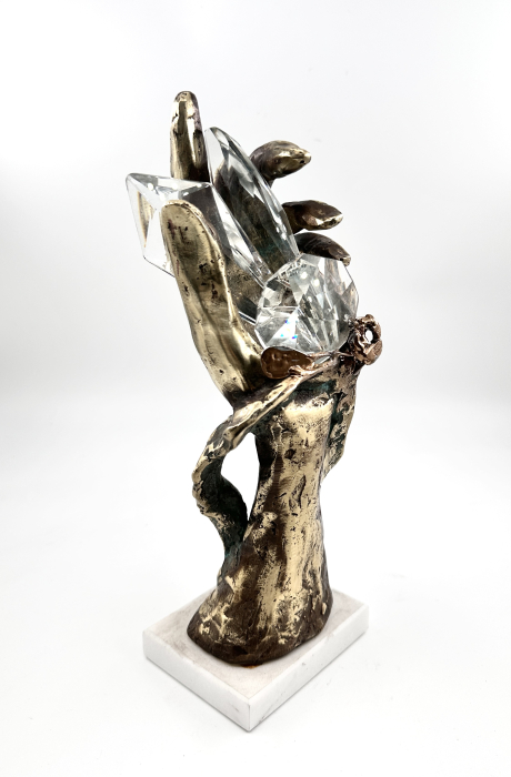 Sculptură 'Mana Destinului' din Bronz Turnat și Cristal Brut,artist Dan Bancila [3]
