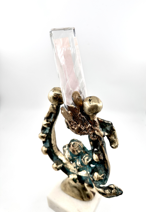 Sculptură 'Amuleta Destinului' – Potcoavă din Bronz Turnat și Cristale,artist Dan Bancila [2]