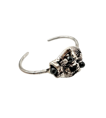 Bratari - Brățară Cuff Sculpturală din Alamă Placată cu Argint și Pirită