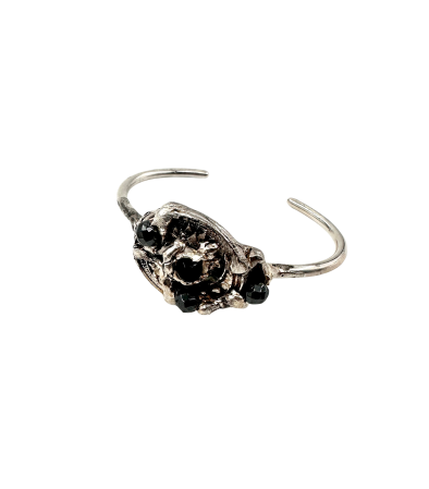 Brățară Cuff Sculpturală din Alamă Placată cu Argint și Pirită [1]
