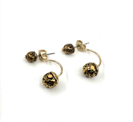 Cercei - Cercei Sculpturali 'Magma' din Alamă Placată cu Aur și Lavă Vulcanică