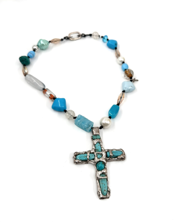Colier-statement-cruce-alama-placata-argint-turcoaz-Alina-Bancila [2]