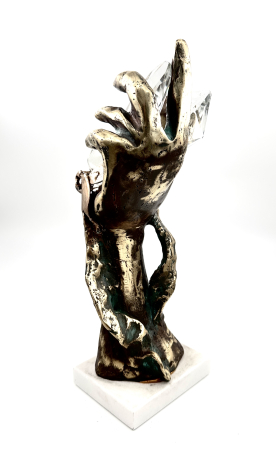 Sculptură 'Mana Destinului' din Bronz Turnat și Cristal Brut,artist Dan Bancila [3]