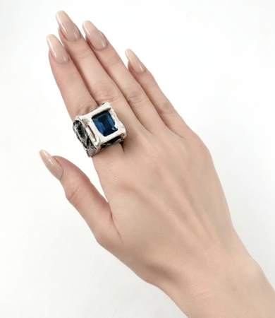 Inel Sculptural 'Abis' Cristal Dalloz Aquamarine [2]