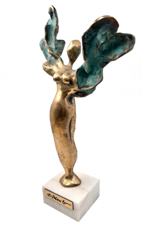 Sculptură de Autor 'Victoria' din Bronz Turnat pe Soclu de Marmură [2]