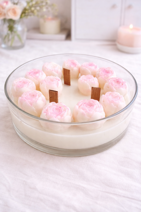 Aranjament floral din ceară naturală – Bujori delicați [2]