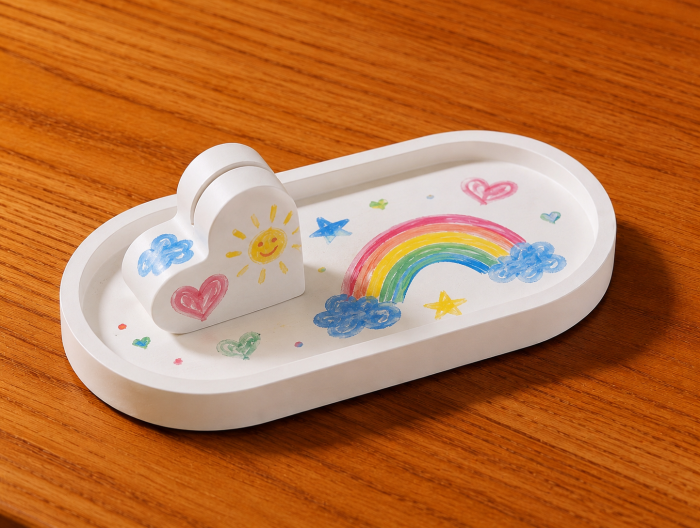 Kit Creativ – Tăviță Ovală Ceramică cu Suport Foto Inimioară pentru Pictat [3]